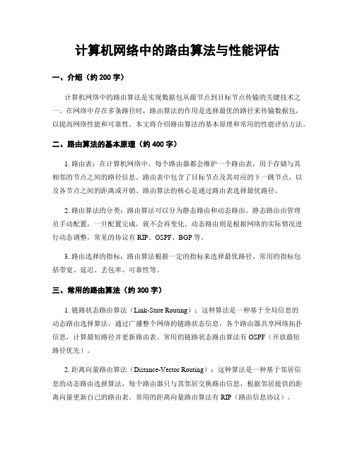 计算机网络中的路由算法与性能评估