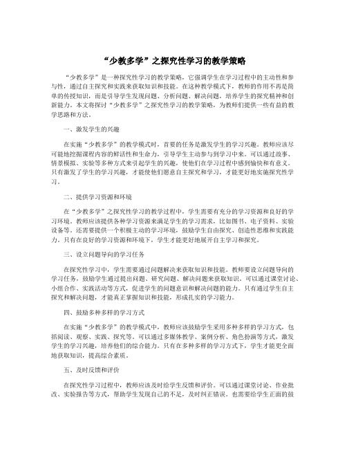 “少教多学”之探究性学习的教学策略