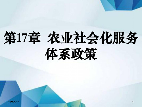 农业政策学课件 第17章 农业社会化服务体系政策.ppt