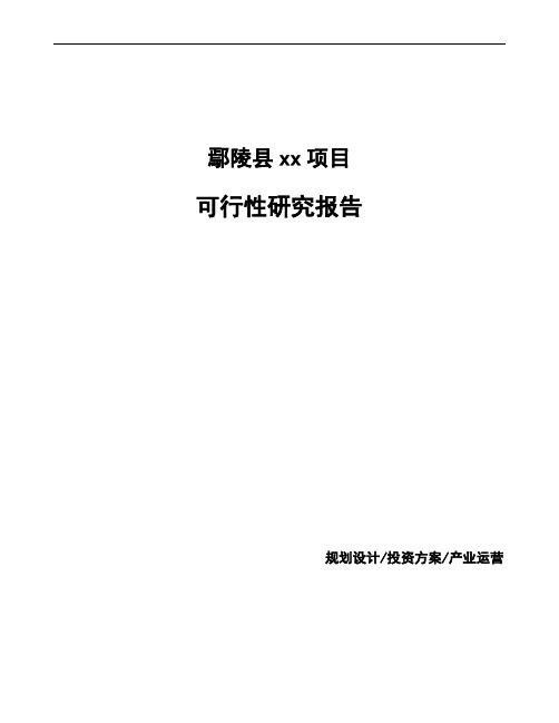 鄢陵县项目可行性研究报告(立项模板)