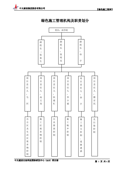 绿色施工机构及职责划分