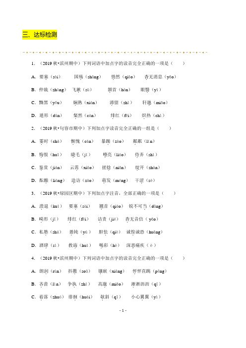 九年级下册语文总复习字词达标题及答案