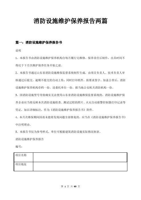 消防设施维护保养报告两篇