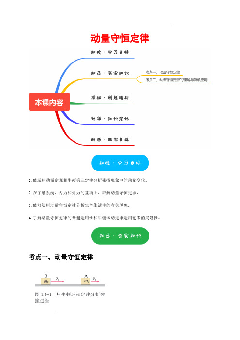 动量守恒定律(解析版)——2024-2025学年高二物理同步讲练(人教版2019选择性必修第一册)