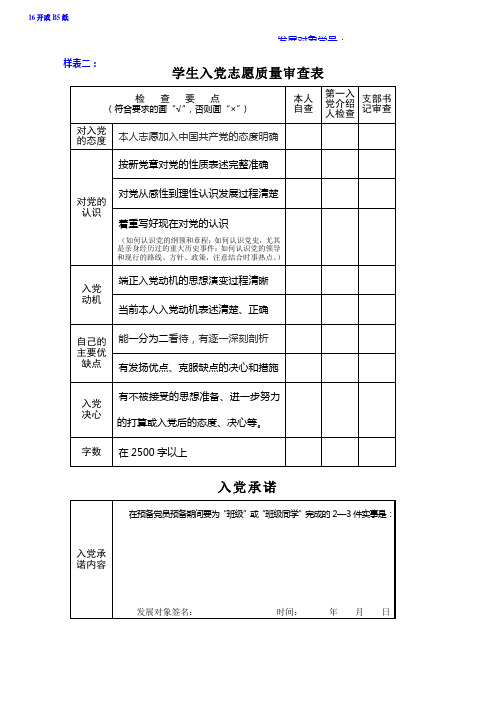 入党志愿审查报告