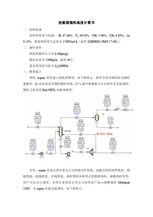 洗氨塔填料高度计算书