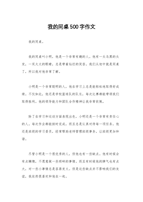 我的同桌500字作文