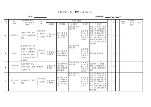 工作危害(JHA)评价记录