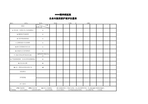 自杀风险因素护理评估量表