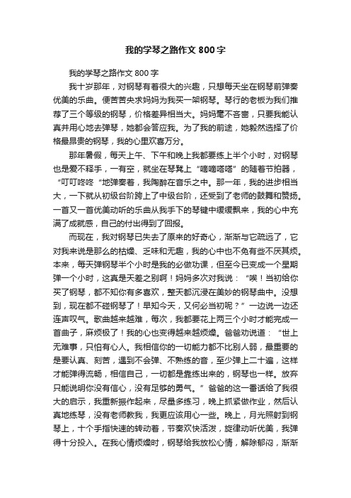 我的学琴之路作文800字