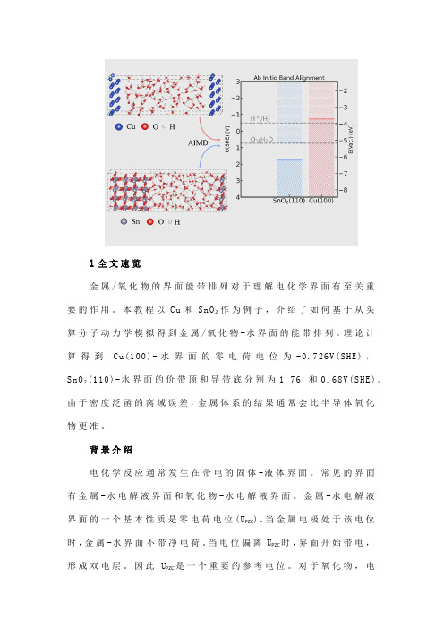 从头算分子动力学电化学界面能带排列