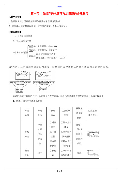 高考地理一轮复习 第3章 第1节《自然界的水循环》教学案 新人教版必修1-新人教版高三必修1地理教学