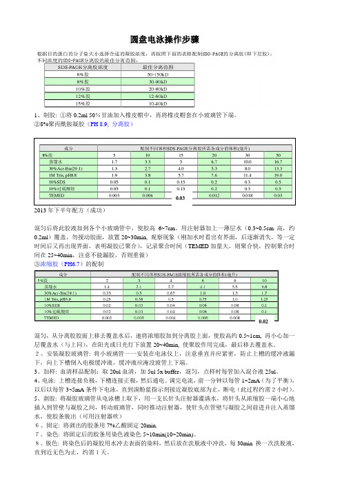 圆盘电泳操作步骤(最新2015.11.27)