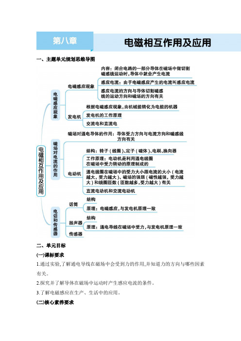 2024年教科版九年级物理教学 第八章 电磁相互作用及应用第八章 电磁相互作用及应用