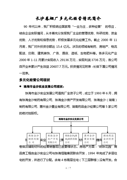 长沙卷烟厂多元化情况汇报(2000)#