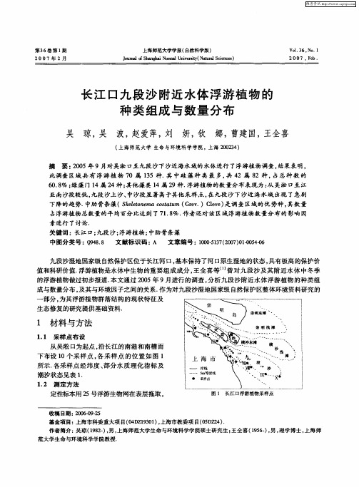 长江口九段沙附近水体浮游植物的种类组成与数量分布