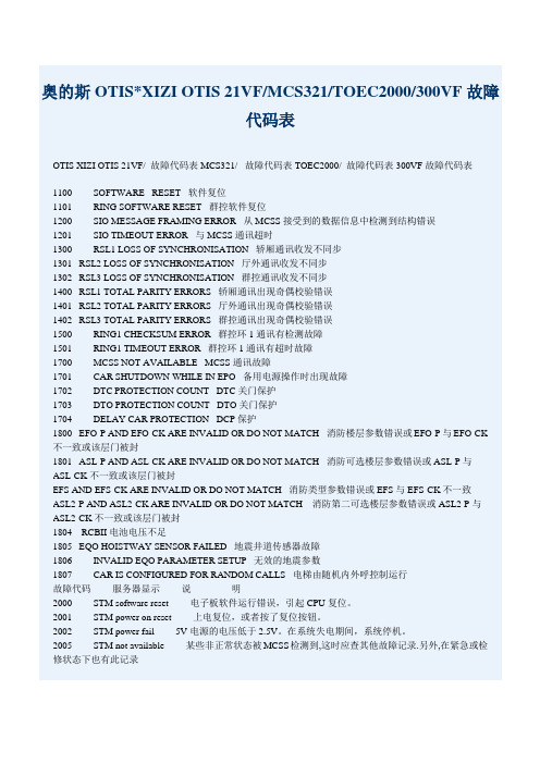 奥的斯的故障代码表