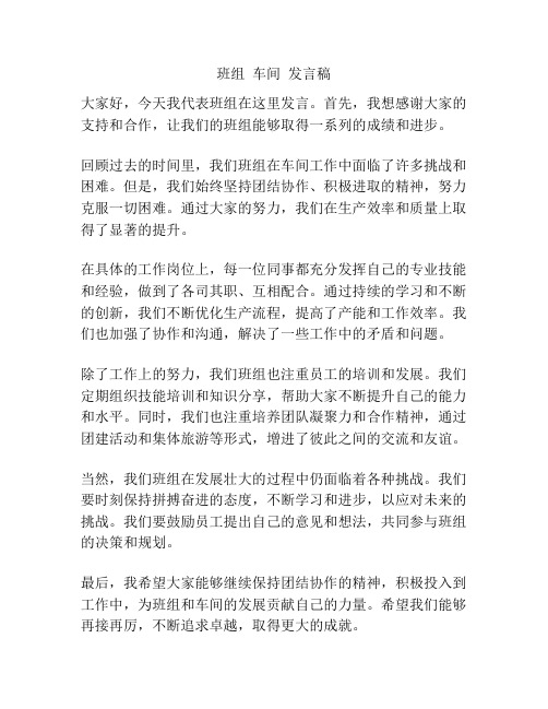 班组  车间  发言稿