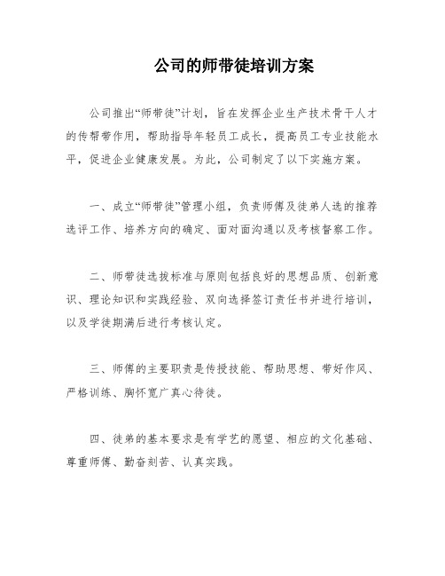 公司的师带徒培训方案