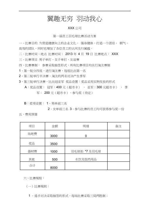 公司羽毛球比赛策划方案