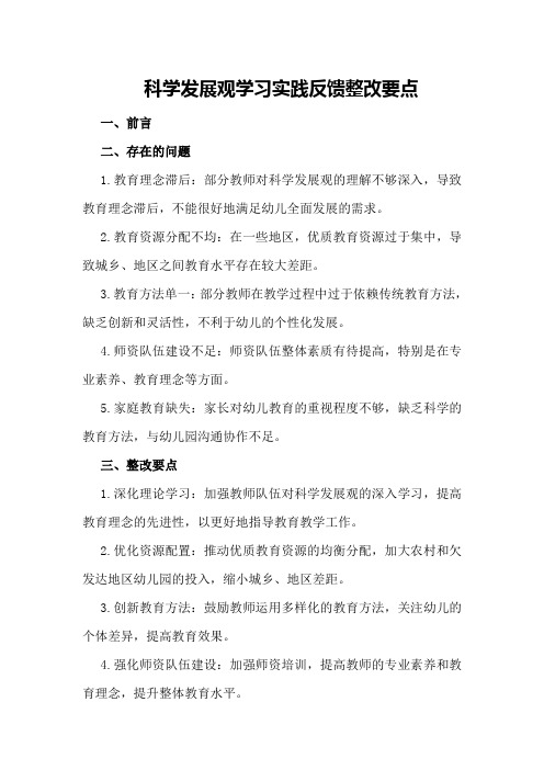 科学发展观学习实践反馈整改要点