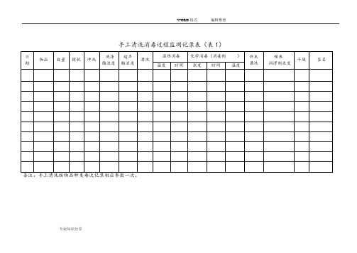 消毒供应中心7个表格