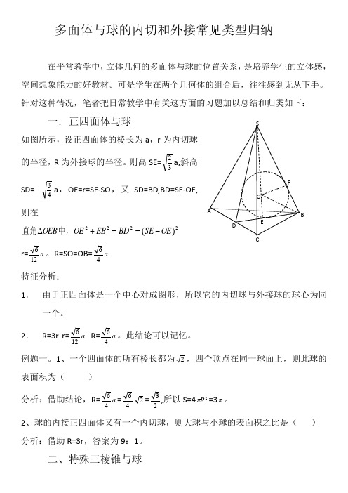 (经典)高考球的内切和外接常考类型全归纳