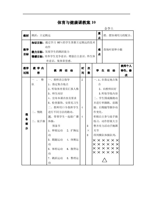 浙江省绍兴县杨汛桥镇中学八年级体育与健康教案10