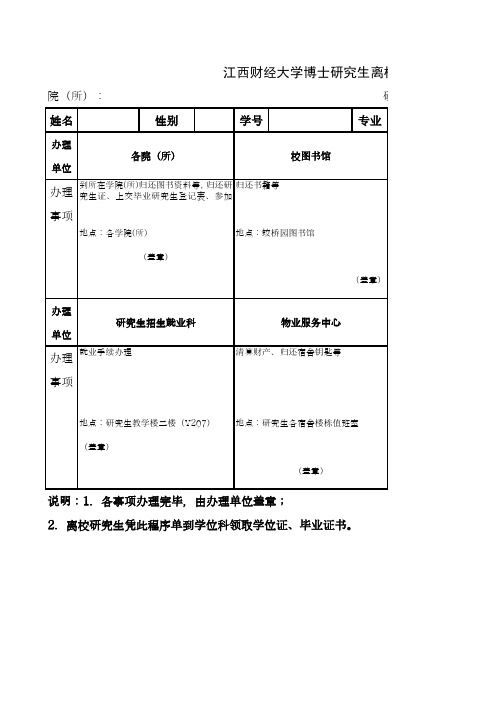 研究生离校程序单