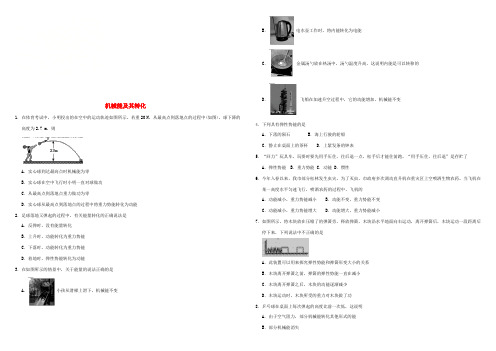 中考物理 机械能及其转化专题复习练习卷(无答案) 试题