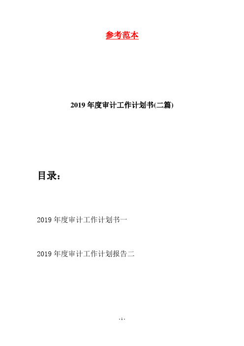 2019年度审计工作计划书(二篇)