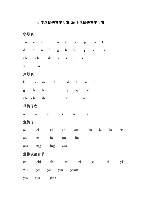 小学汉语拼音字母表(精整)