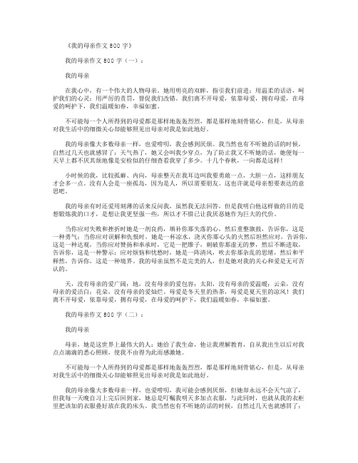 我的母亲作文800字12篇