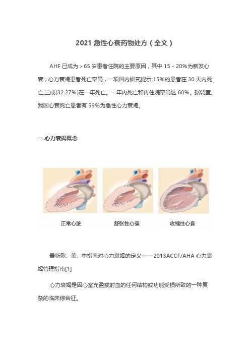 2021急性心衰药物处方(全文)