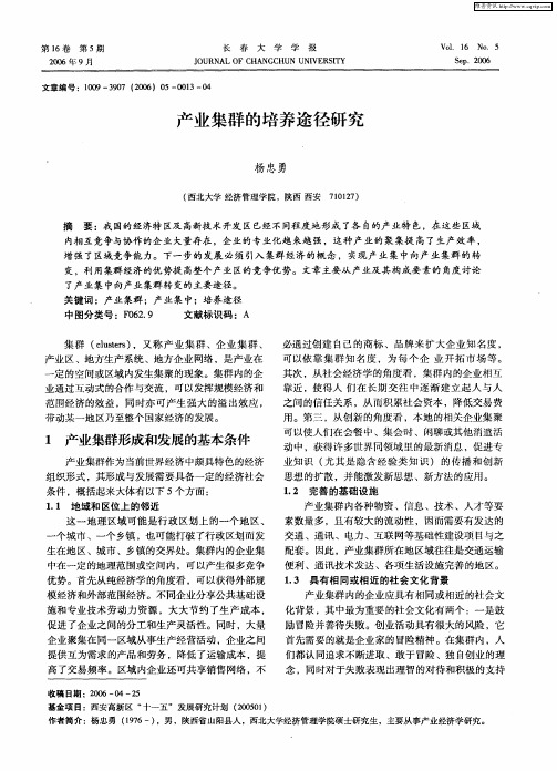 产业集群的培养途径研究