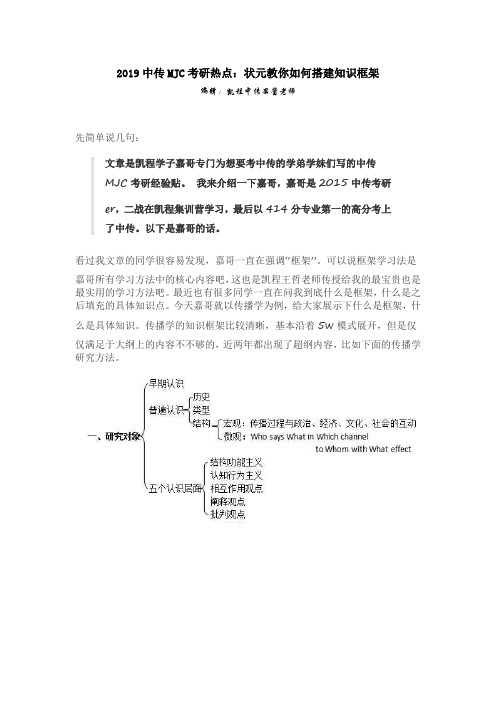 2019中传MJC考研热点：状元教你如何搭建知识框架