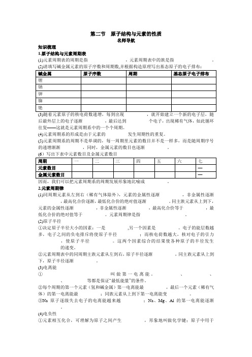 化学人教选修3学案：名师导航 第一章2.原子结构与元素的性质 含解析 精品