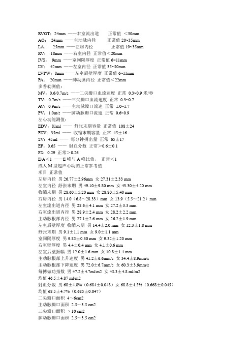 超声心动图正常参考值