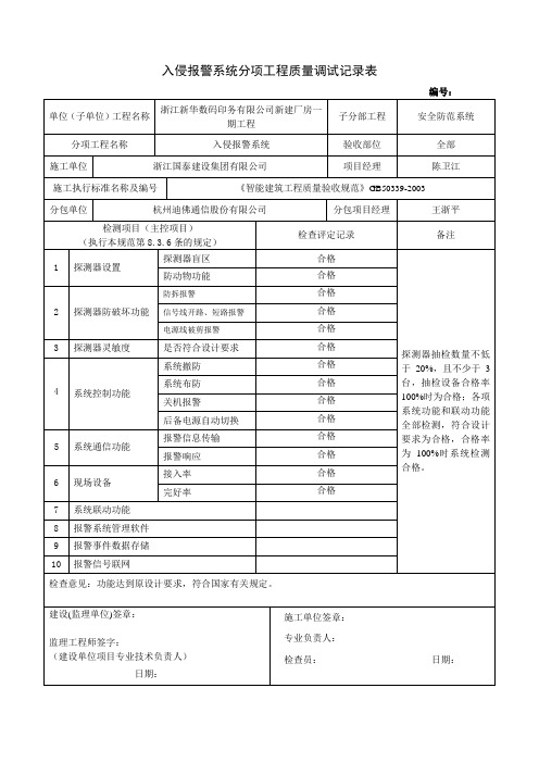 报警验收记录