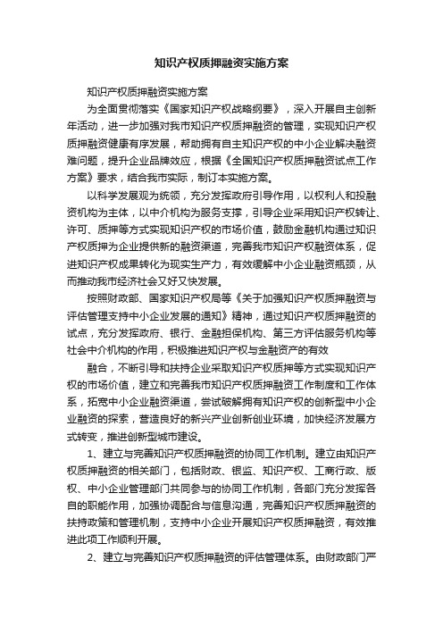 知识产权质押融资实施方案