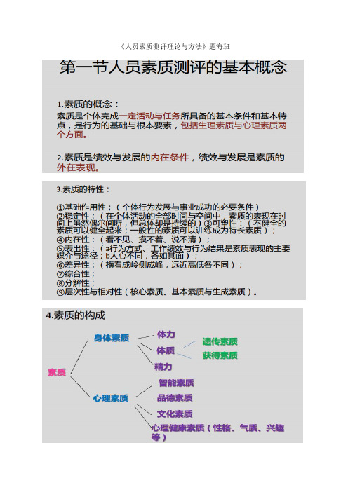 人员素质测评理论与方法--自考重点