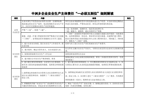 中洲乡企业安全生产主体责任“一必须五到位”细则解读