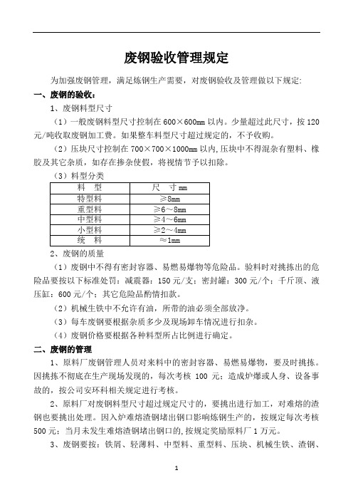 废钢验收管理规定