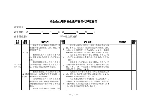 冶金企业炼钢安全生产标准化评定标准