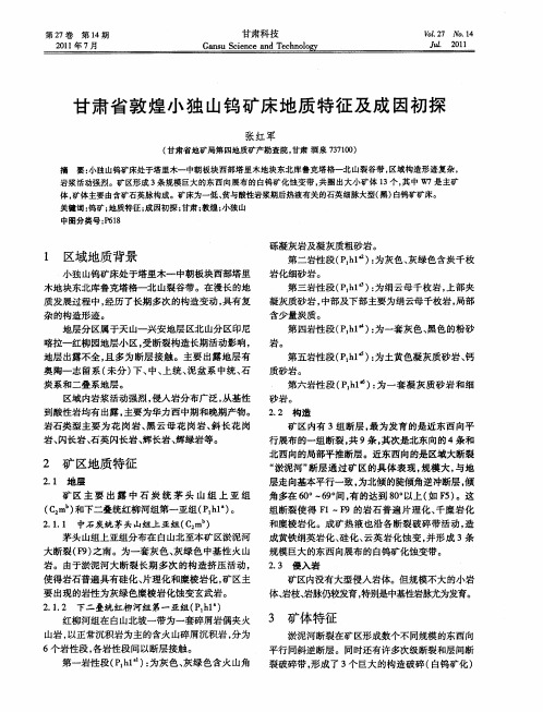 甘肃省敦煌小独山钨矿床地质特征及成因初探