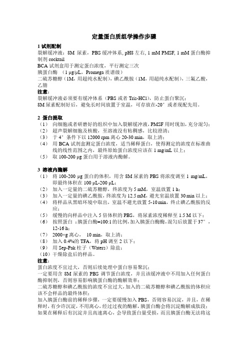 定量蛋白质组学操作步骤