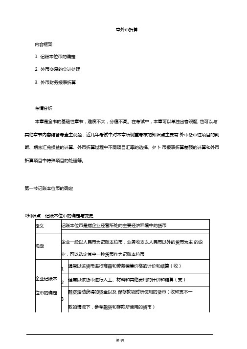 2019年注册会计师考试知识要点分析及考前押题第二十一章外币折算附习题及答案解析