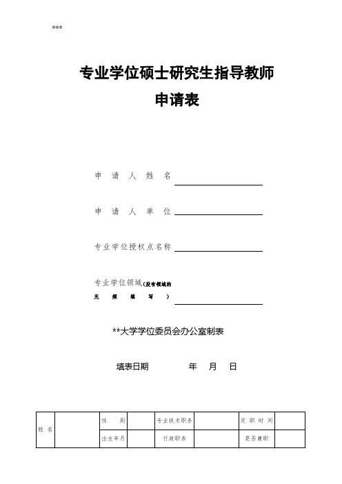 专业学位硕士研究生指导教师申请表【模板】