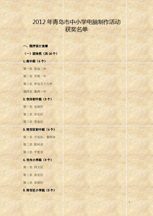 2012年青岛市中小学电脑制作活动