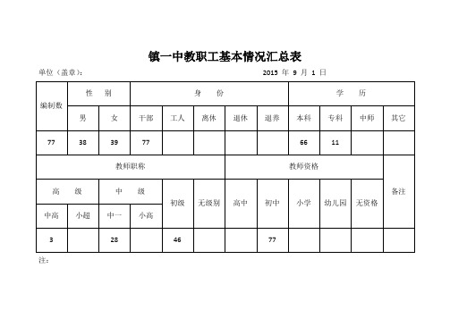 教职工基本情况汇总表 (2)